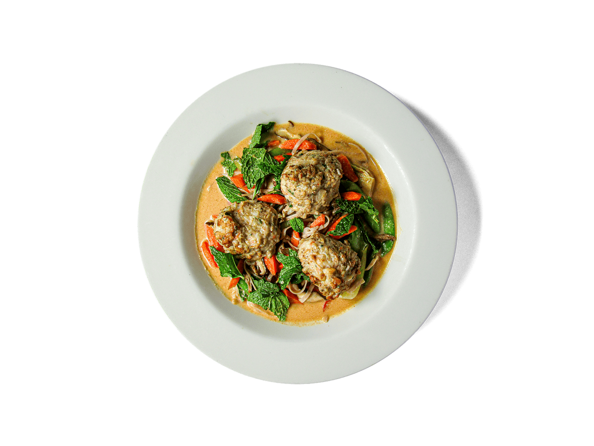 A photo of SMALL - Thai Coconut Wild Shrimp Meatball Soup