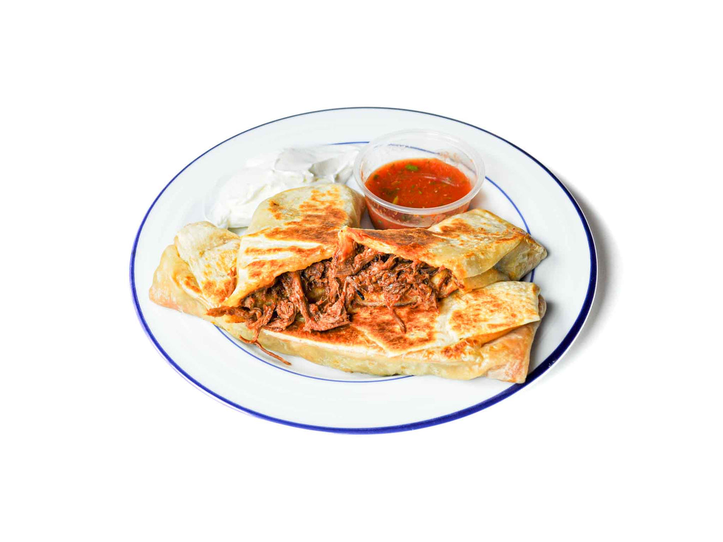 Burritos La Palma's 2 Burritos de Birria feature tender, flavorful birria wrapped in soft tortillas, accompanied by Mexican Crema. Enhanced with the rich, smoky taste of guajillo pepper, this dish delivers a deeply satisfying and authentic Mexican experience.