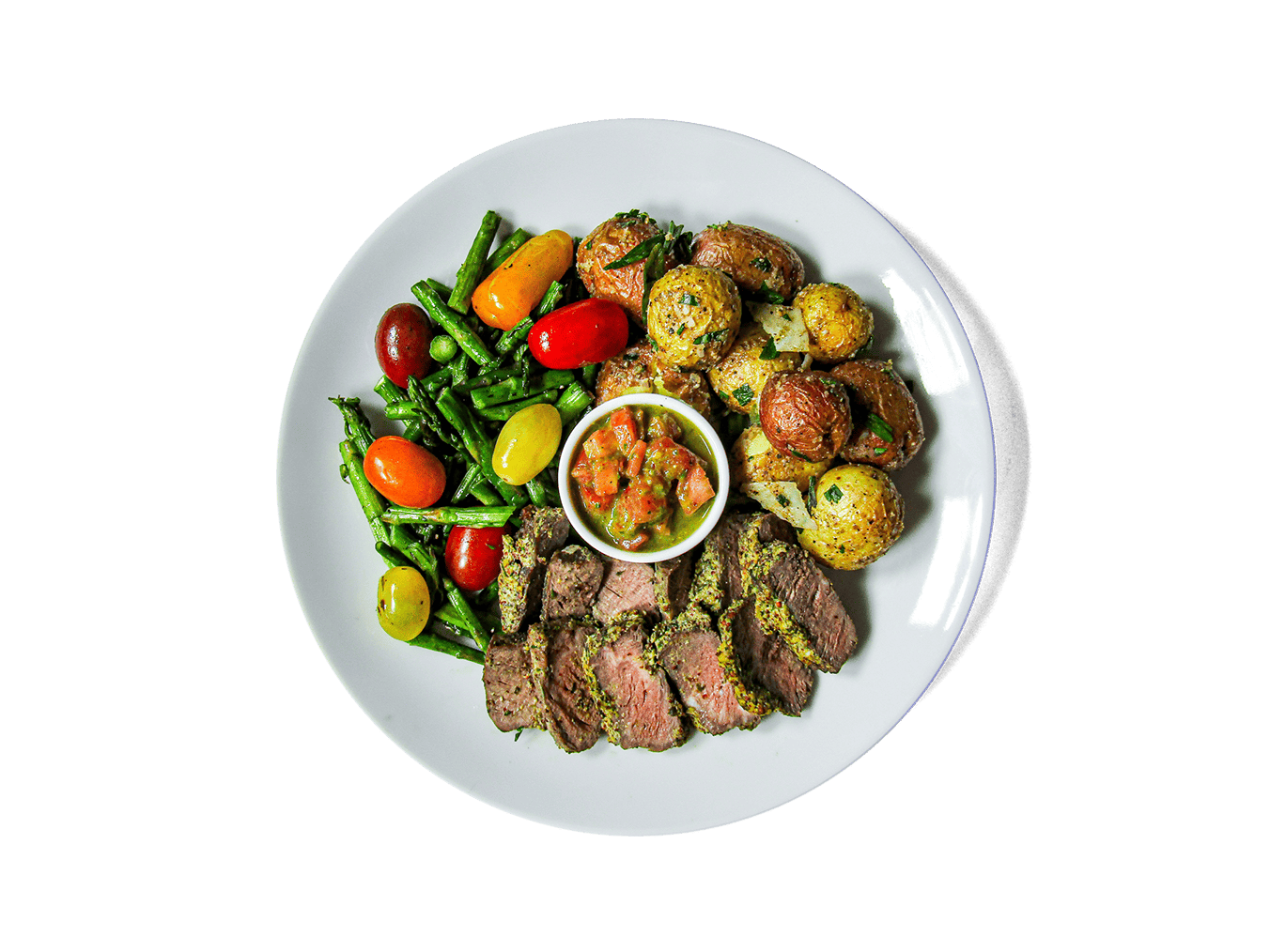 A photo of Herb Crusted Grass Fed Flat Iron Steak