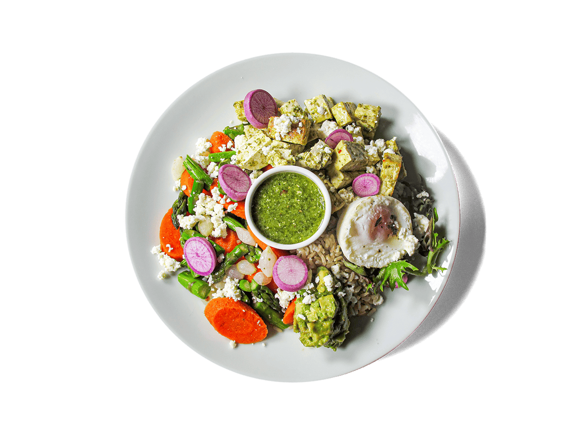 A photo of SMALL - Organic Baked Hodo Tofu Pesto Bowl