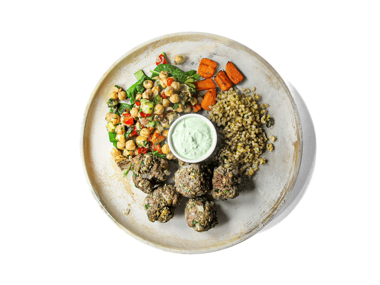 LOWCAL version - Grass Fed Turkish Koftke Bowl