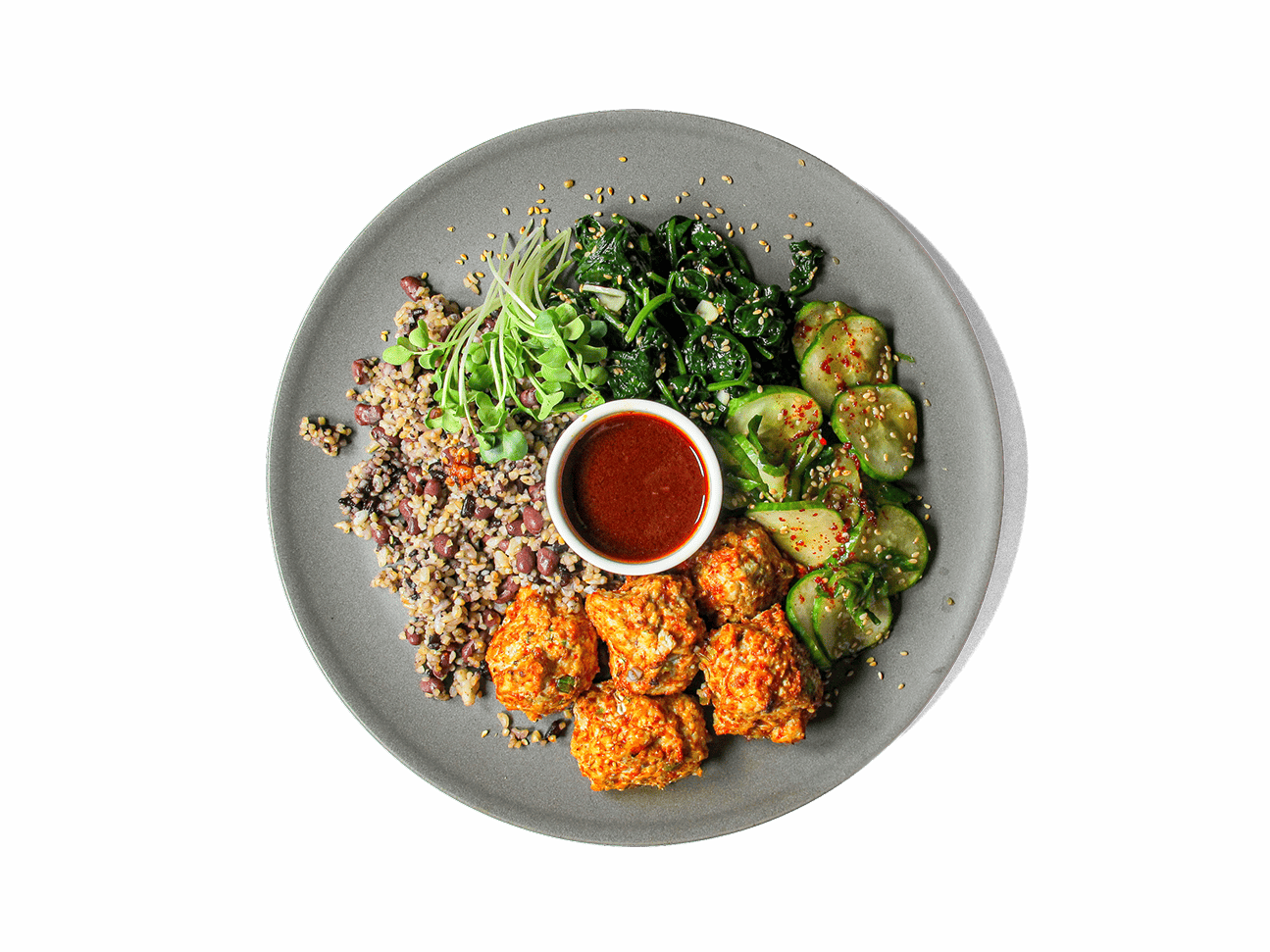 Image of Gochujang Organic Chicken Meatballs on a plate