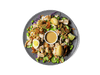 A bold, refreshing bowl packed with tangy kimchi, crisp cucumbers, and protein-rich sous vide chicken tossed with Korean chili threads. Layered with edamame, vibrant veggies, and a marinated soy egg, then finished with a creamy cashew dressing and a crunchy peanut-sesame topping. High in protein, full of probiotics, and rich in healthy fats—crafted for flavor and longevity.