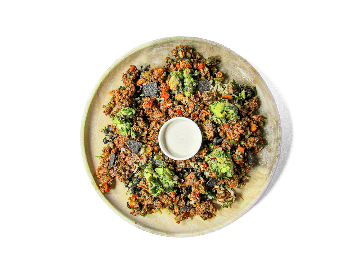 A photo of SMALL - Grass Fed Bison Picadillo Bowl