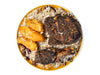 Transport your taste buds to the shores of Jamaica with Jamaican Jerk Chicken, served with fried plantains and fragrant jasmine rice from Peaches Patties. Tender chicken thigh (dark meat), marinated in a fiery blend of Caribbean spices and herbs, is grilled to perfection, offering a burst of bold flavors with every bite. Accompanied by sweet and caramelized fried plantains and fluffy jasmine rice, this dish promises a delightful fusion of savory, sweet, and aromatic notes that will tantalize your senses.