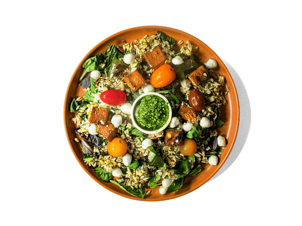 LOWCAL version - Mediterranean Pesto Organic Tofu Pasta Salad