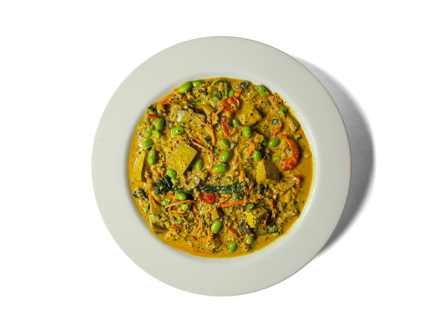 Image of Organic Thai Coconut Tofu Curry Soup (Vegetarian) on a plate
