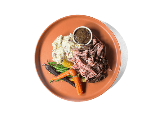 Slow-cooked to perfection, our French Onion Braised Pasture-Raised Chuck Roast is tender, flavorful, and packed with nutrients. This gourmet dish features rich, fall-apart chuck roast infused with deep umami flavors from a French onion reduction. Served with creamy Gruyère smashed red potatoes, buttery haricots verts, and baby carrots, it's a protein-packed meal designed for longevity. Savor the perfect balance of indulgence and nourishment.