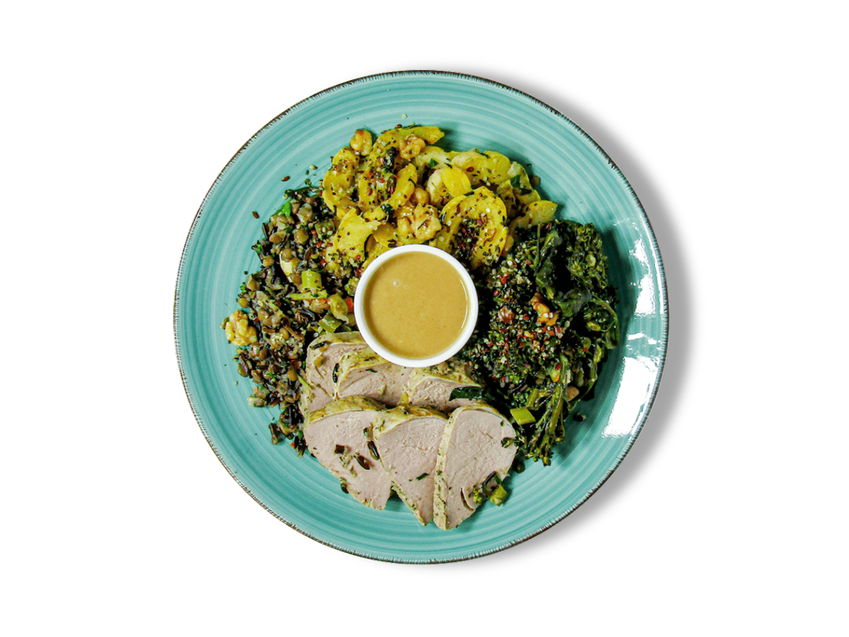 Image of SMALL - Crate-Free Pork Tenderloin Bowl on a plate