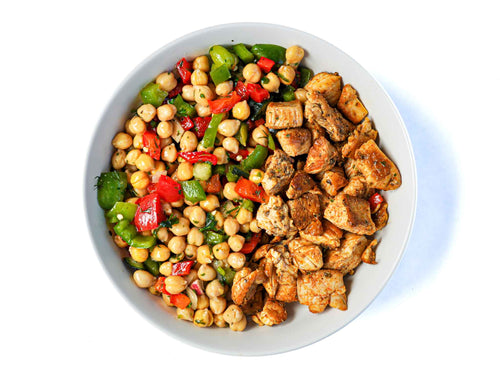 Enjoy the refreshing flavors of LaLe's Chicken Garbanzo Salad, featuring tender chicken and hearty garbanzo beans mixed with an array of crunchy vegetables. This vibrant salad offers a satisfying combination of textures and flavors, complemented by a light and tangy dressing. Perfect for a nutritious and delicious meal, it's a delightful choice to invigorate your taste buds and leave you feeling satisfied and energized.