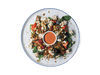 A vibrant, protein-packed salad featuring tender chicken, creamy feta, and a medley of fresh berries for a sweet, tangy contrast. Crisp spinach and kale add a nutrient boost, while pickled fennel brings a refreshing bite. Finished with a roasted strawberry pepper vinaigrette and a crunchy, smoky seed mix, this dish is a powerhouse of flavor and longevity-supporting ingredients.