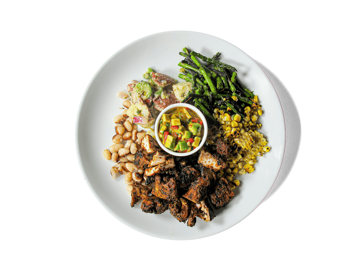 A photo of SMALL - BBQ Organic Chicken Plate