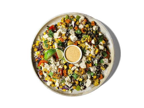 A photo of LOWCAL version - Mexican Elote Organic Chicken Bowl 