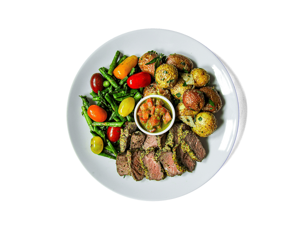 LOWCAL version - Herb Crusted Grass Fed Flat Iron Steak