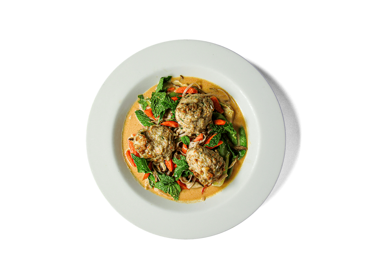 LOWCAL version - Thai Coconut Pasture Raised Turkey Meatball Soup