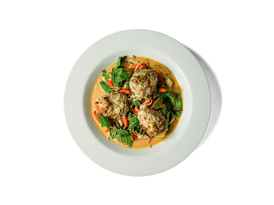 LOWCAL version - Thai Coconut Pasture Raised Turkey Meatball Soup