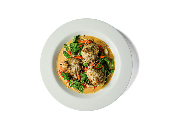LOWCAL version - Thai Coconut Pasture Raised Turkey Meatball Soup
