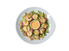 Succulent Bang Bang shrimp, coated in a creamy, spicy sauce, served over coconut-infused jasmine brown rice with crisp edamame, cucumbers, and spinach. Topped with pickled onions, scallions, and a crunchy blend of macadamia, coconut, and sesame for the perfect balance of heat, freshness, and texture. Packed with protein and healthy fats to fuel your body.