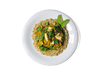 A rich, nourishing dish featuring curried chicken breast, cauliflower rice and a creamy Thai yellow curry made with coconut milk, turmeric, and fresh vegetables. A vibrant herb mix of cilantro, basil, mint, and Thai basil adds brightness, while lime wedges bring a refreshing citrus kick. Packed with protein, healthy fats, and anti-inflammatory spices, this dish is both satisfying and designed to fuel longevity.